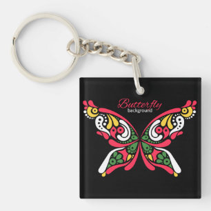 Background with beautiful butterfly. tattoo illust key ring