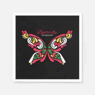 Background with beautiful butterfly. tattoo illust napkin