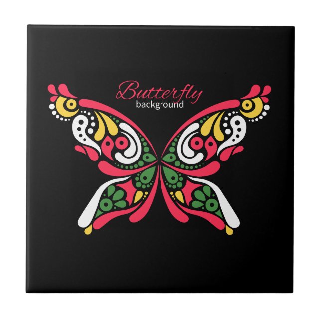 Background with beautiful butterfly. tattoo illust tile (Front)