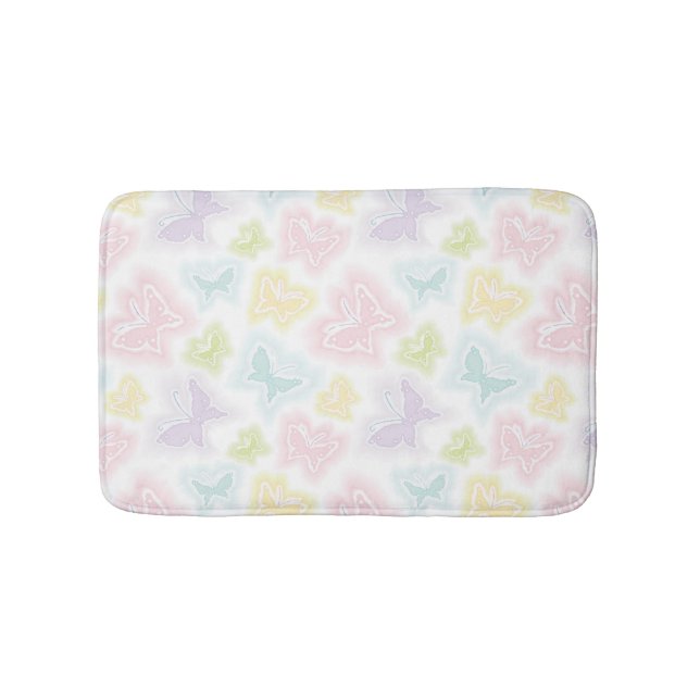 Background with butterflies in watercolor bath mat (Front)