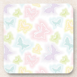 Background with butterflies in watercolor coaster