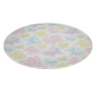 Background with butterflies in watercolor cutting board