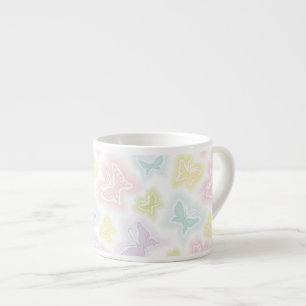 Background with butterflies in watercolor espresso cup