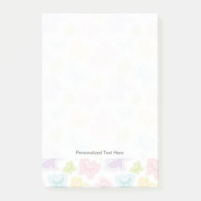 Background with butterflies in watercolor post-it notes (Front)