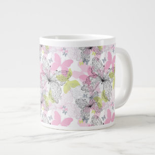Background with butterfly large coffee mug