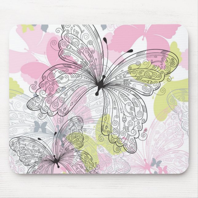 Background with butterfly mouse mat (Front)