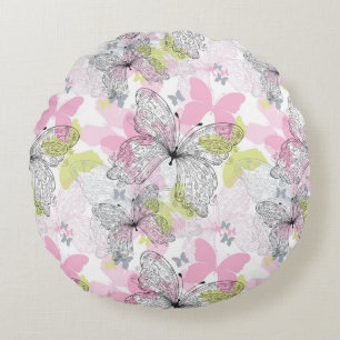 Background with butterfly round cushion