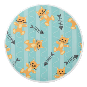 background with cats ceramic knob
