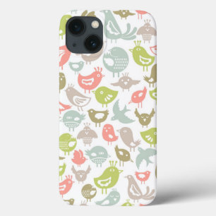 background with colorful birds ornament iPhone 13 case