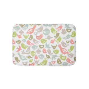 background with colourful birds ornament bath mat
