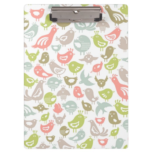 background with colourful birds ornament clipboard (Front)