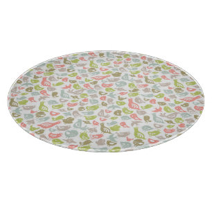 background with colourful birds ornament cutting board
