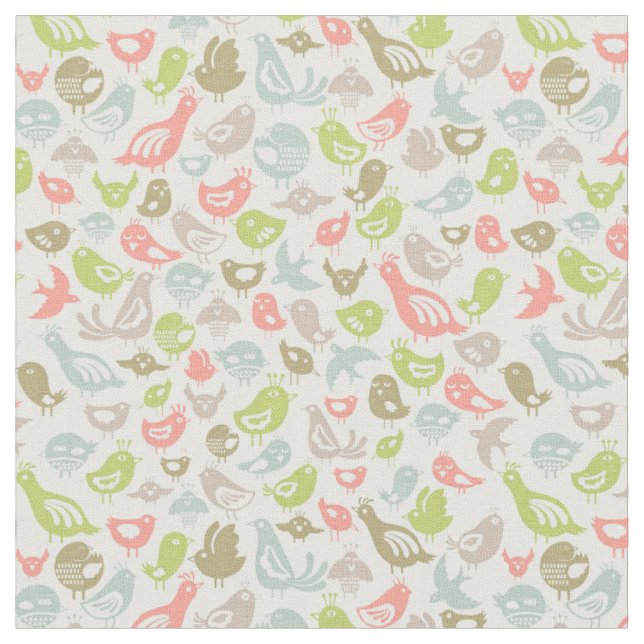 background with colourful birds ornament fabric (Close Up)