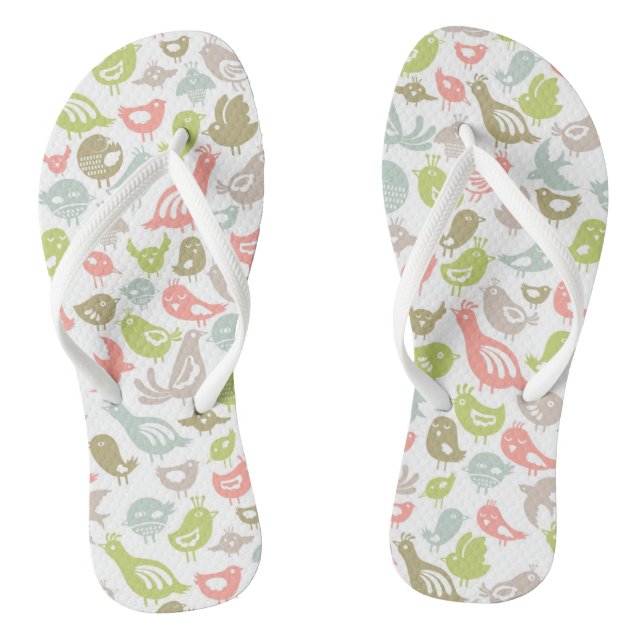 background with colourful birds ornament flip flops (Footbed)