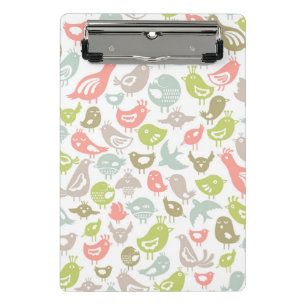 background with colourful birds ornament mini clipboard