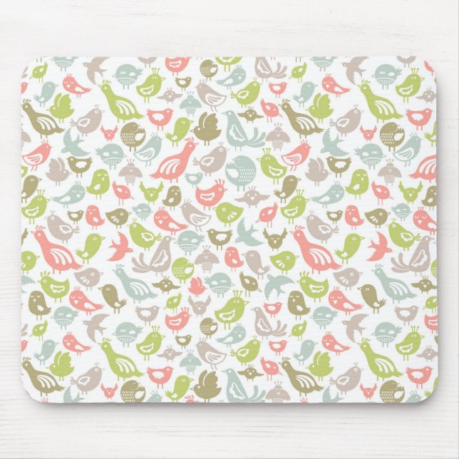 background with colourful birds ornament mouse mat (Front)
