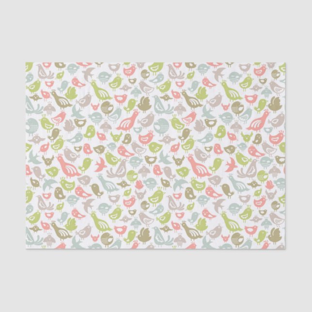 background with colourful birds ornament tissue paper (Front)