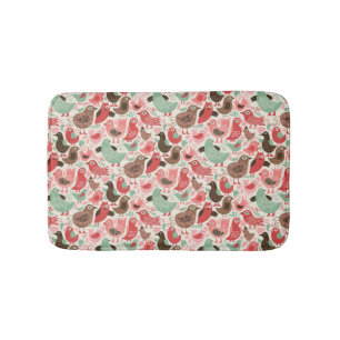 background with cute birds bath mat