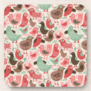 background with cute birds coaster