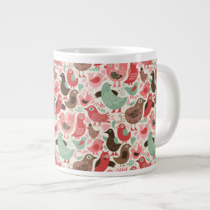 background with cute birds large coffee mug