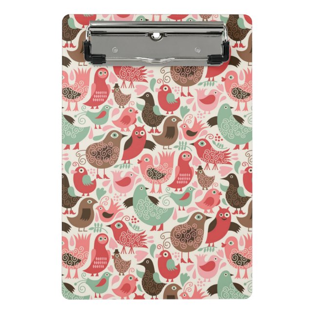 background with cute birds mini clipboard (Front)