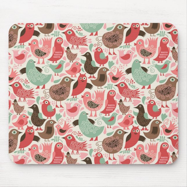 background with cute birds mouse mat (Front)