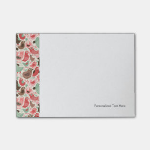 background with cute birds post-it notes