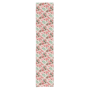 background with cute birds short table runner