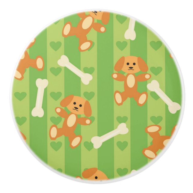 background with dogs and bones ceramic knob (Front)
