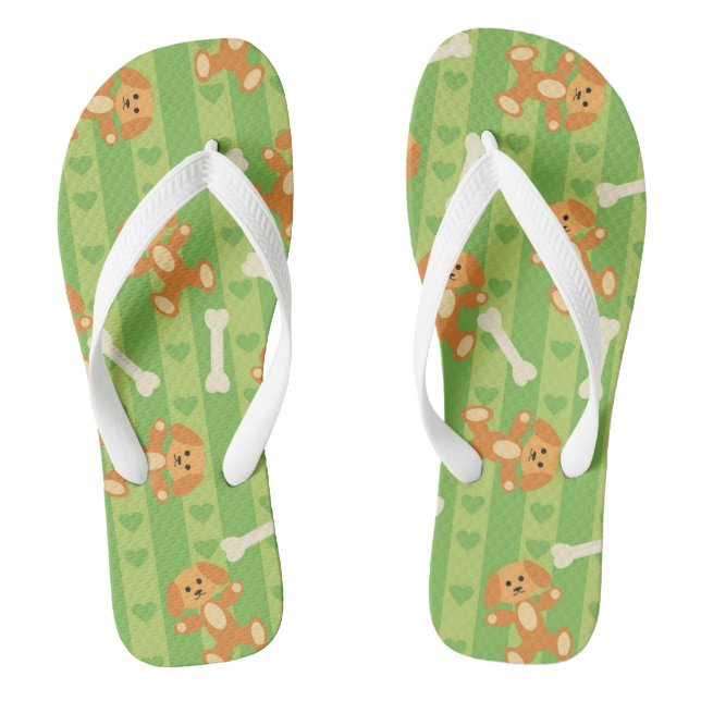 background with dogs and bones flip flops (Footbed)