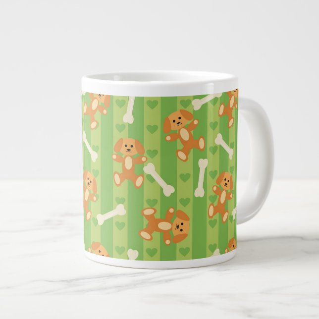 background with dogs and bones large coffee mug (Front Right)