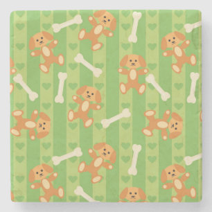background with dogs and bones stone coaster