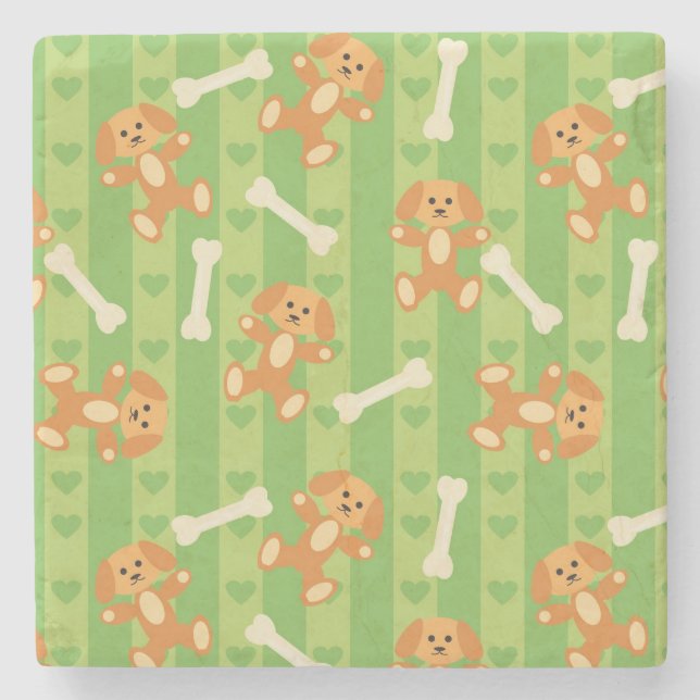 background with dogs and bones stone coaster (Front)