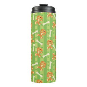 background with dogs and bones thermal tumbler