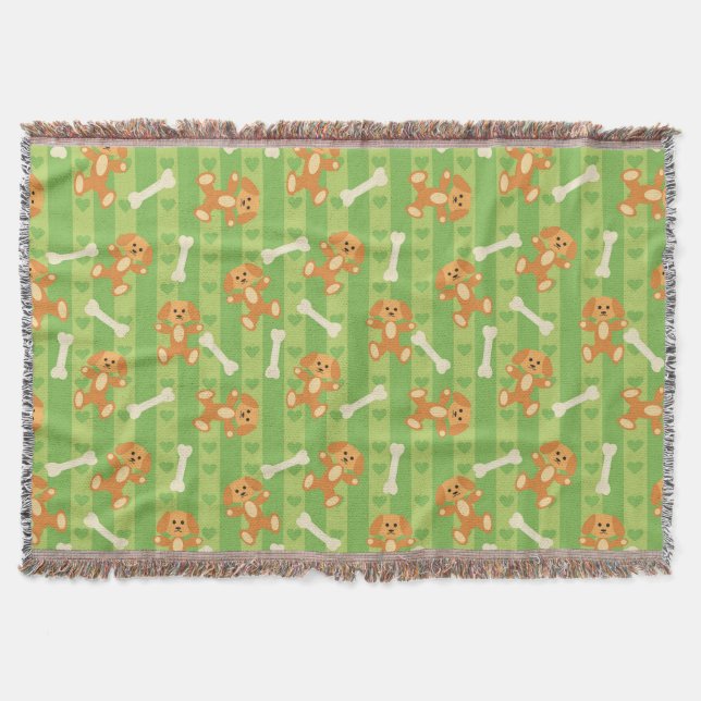 background with dogs and bones throw blanket (Front)