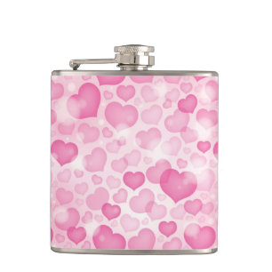 Background with Hearts Hip Flask