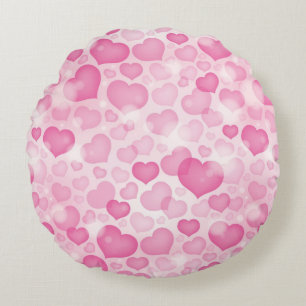 Background with Hearts Round Cushion