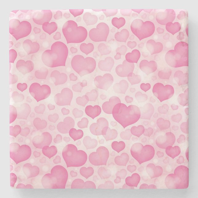 Background with Hearts Stone Coaster (Front)