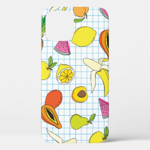 Background with juicy fruits. Seamless fruit patte iPhone 12 Case