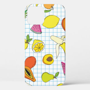 Background with juicy fruits. Seamless fruit patte iPhone 12 Case