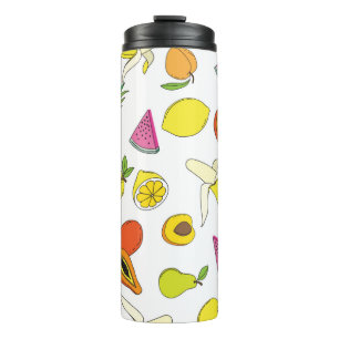 Background with juicy fruits. Seamless fruit patte Thermal Tumbler