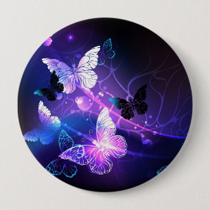 Background with Night Butterflies 10 Cm Round Badge