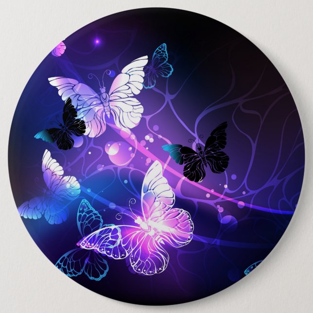 Background with Night Butterflies 6 Cm Round Badge (Front)