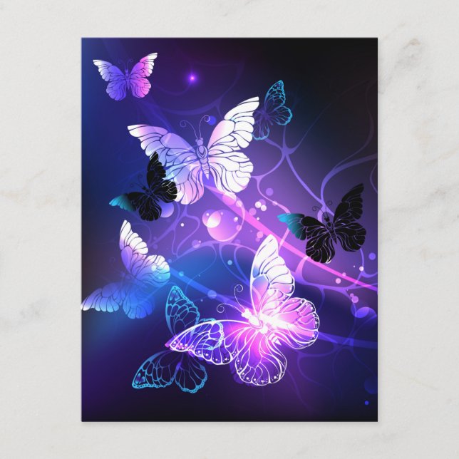 Background with Night Butterflies Advice Card (Front)