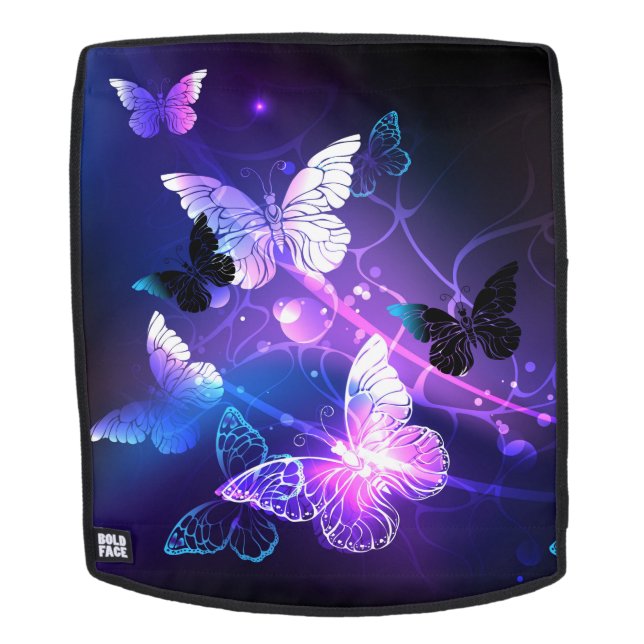 Background with Night Butterflies Backpack (Removable Face)
