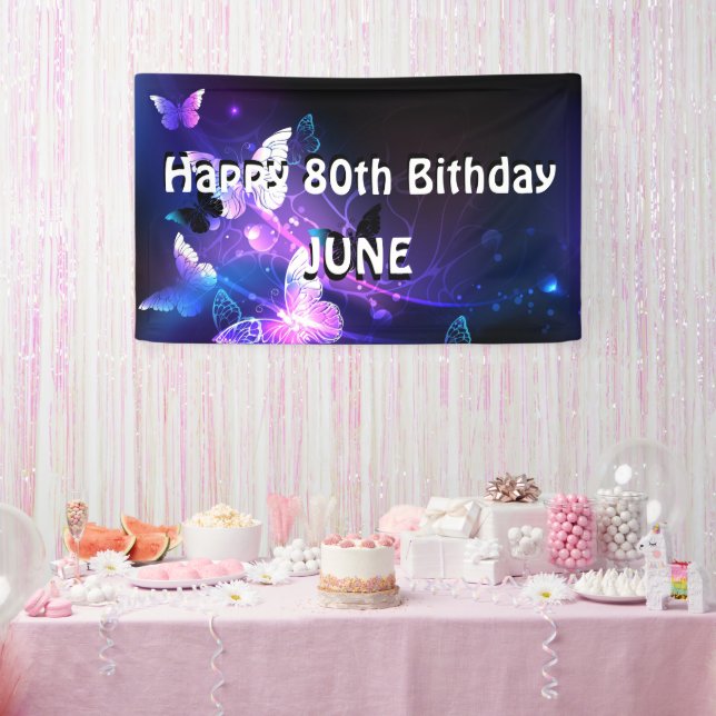 Background with Night Butterflies Banner (Party)