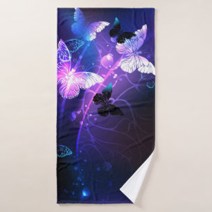 Background with Night Butterflies Bath Towel