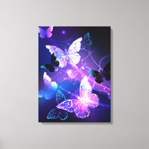 Background with Night Butterflies Canvas Print