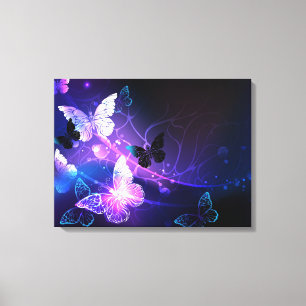 Background with Night Butterflies Canvas Print