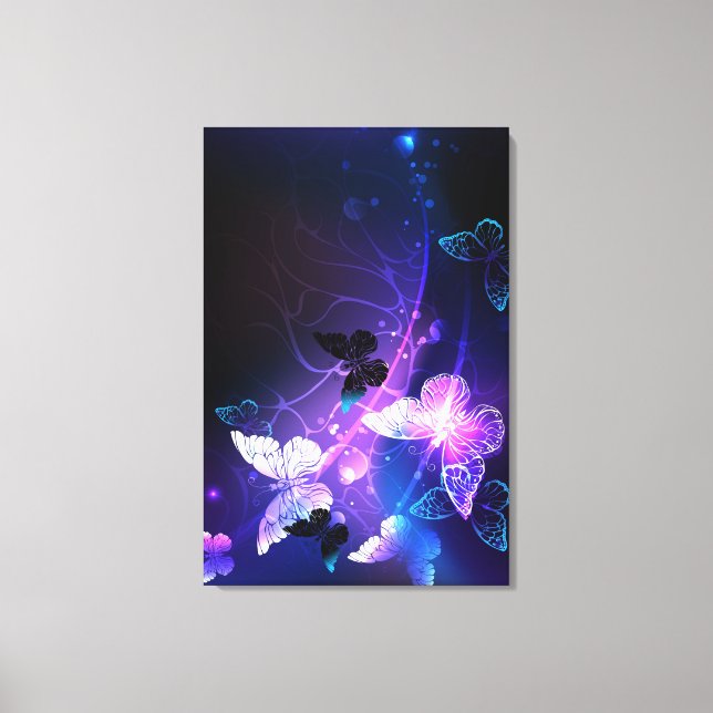 Background with Night Butterflies Canvas Print (Front)